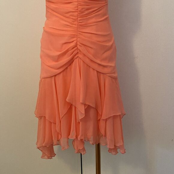 Vintage Peach / Light Orange ABS by Allen Schwartz Jellyfish Hem Dress Size 6 - Picture 4 of 13